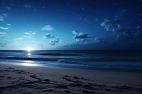 Night beach sky sea. AI generated Image by rawpixel.