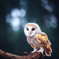 Common barn owl animal branch beak. 