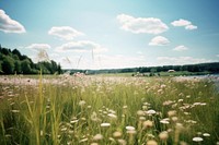 Daytime meadow field along riverside landscape grassland outdoors. AI generated Image by rawpixel.
