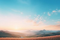 Daytime sunrise spring hills landscape outdoors horizon. AI generated Image by rawpixel.