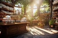 Botanical potion shop ground background publication library plant. AI generated Image by rawpixel.