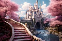 Magical castle ground background architecture building outdoors. 