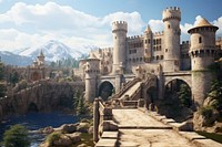 Medieval castle backdrop architecture building outdoors. AI generated Image by rawpixel.