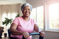 Senior black woman exercise adult smile relaxation. 