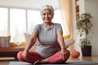 Senior indian woman exercise sitting sports adult. 