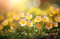 Spring primrose flowers nature sunlight outdoors. AI generated Image by rawpixel.