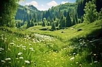 Landscapes background flower grass vegetation. AI generated Image by rawpixel.