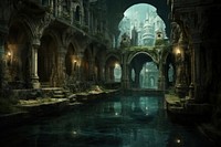 Underground city background architecture crypt water. AI generated Image by rawpixel.