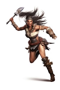 Barbarian adult woman white background. AI generated Image by rawpixel.