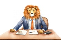 Lion businessperson animal furniture cartoon. AI generated Image by rawpixel.