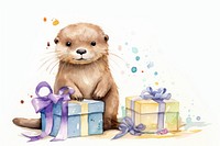 Otter waering party dress animal mammal paper. AI generated Image by rawpixel.