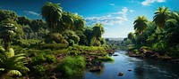 Nature vegetation landscape panoramic. AI generated Image by rawpixel.