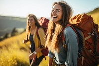 Backpack hiking recreation adventure. AI generated Image by rawpixel.