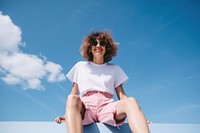 Happy friend having fun outdoor outdoors sitting glasses. 