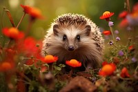 Cute hedgehog outdoors animal mammal. AI generated Image by rawpixel.