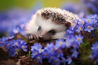 Cute hedgehog flower outdoors animal. 