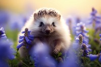 Cute hedgehog flower outdoors animal. 