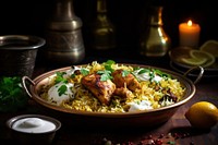 Chicken Tikka Biryani biryani table food. 