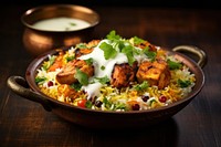 Chicken Tikka Biryani biryani raita food. AI generated Image by rawpixel.