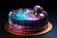 Delicious cake dessert galaxy icing. 