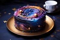 Delicious galaxy cake dessert plate food. AI generated Image by rawpixel.