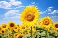 Sunflower field sky agriculture outdoors. 