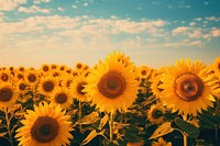 Sunflower field sky landscape outdoors. 