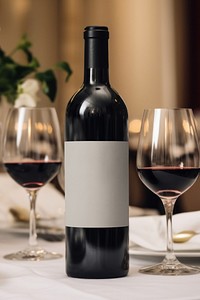 Red wine bottle, food packaging