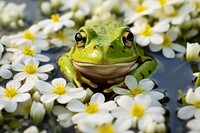 Spring flower frog amphibian. AI generated Image by rawpixel.