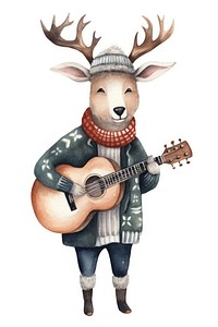 Deer musician cartoon guitar. AI generated Image by rawpixel.