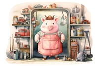 Pig cartoon animal cute. 