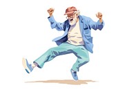 Old man dance adult white background relaxation. 