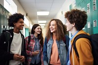 High school students talking adult happy. 