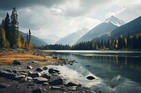 Lake Cicely Altai mountain lake wilderness. AI generated Image by rawpixel.