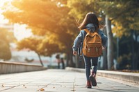 Backpack walking jeans child. 