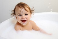 Baby portrait bathing bathtub. AI generated Image by rawpixel.
