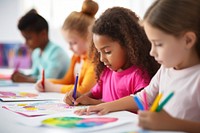 Student classroom sitting child. 