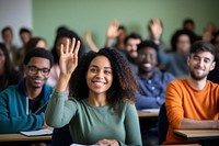 Student classroom adult happy. 