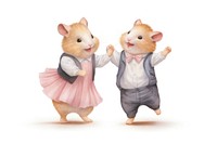 Couple hamster dancing rat figurine rodent. 