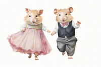 Couple hamster dancing rat drawing rodent. 