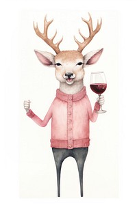 Celebrating Christmas has a deer cheers wine drawing mammal animal. 