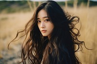 Long hair photography portrait girl. 