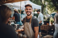 Farmer market smiling adult smile. 