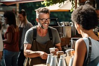 Coffee customer smiling market. AI generated Image by rawpixel.
