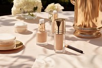 One foundation with a concealer cosmetics bottle table.