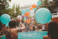 Party swimming balloon people. 