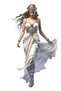 Ancient greek goddess Artemis fashion fantasy dancing. 