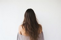 Long hair adult woman back. 