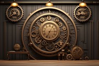 Steampunk architecture clock clockworks. 