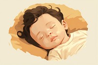 Newborn baby sleeping portrait drawing. AI generated Image by rawpixel.